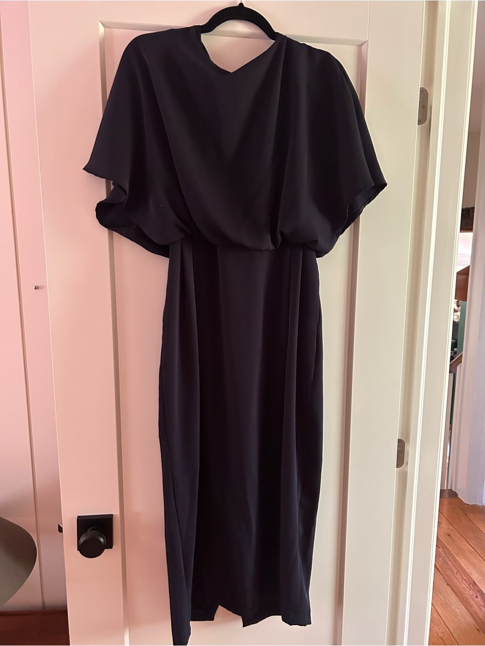 Zara Black Maxi Dress with Draped Blouson Top